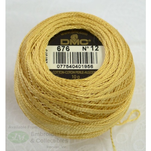 DMC Perle (Pearl) 12 Cotton #676 LIGHT OLD GOLD 10g Ball 120m
