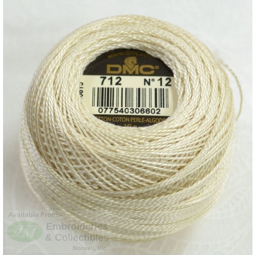 DMC Perle (Pearl) 12 Cotton #712 CREAM 10g Ball 120m