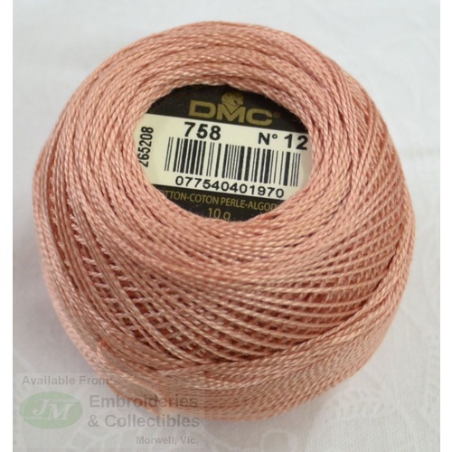 DMC Perle (Pearl) 12 Cotton #758 VERY LIGHT TERRA COTTA 10g Ball 120m