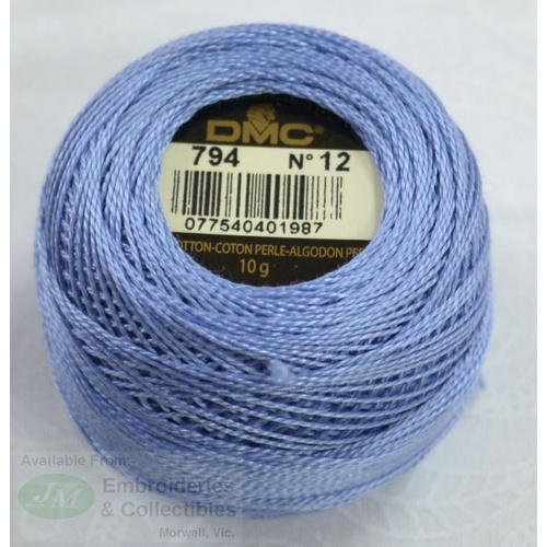 DMC Perle (Pearl) 12 Cotton #794 LIGHT CORNFLOWER BLUE 10g Ball 120m