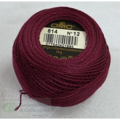 DMC Perle (Pearl) 12 Cotton #814 DARK GARNET 10g Ball 120m