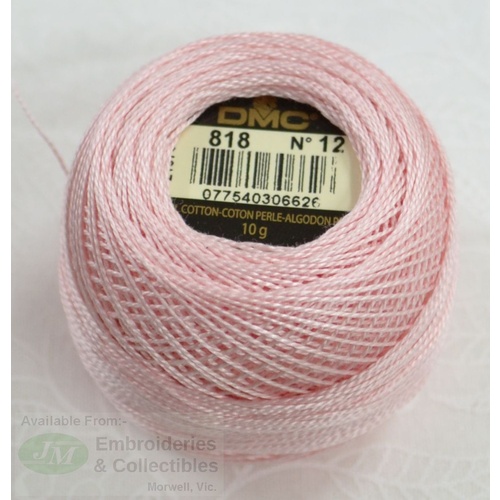 DMC Perle (Pearl) 12 Cotton #818 BABY PINK 10g Ball 120m
