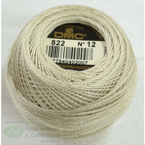 DMC Perle (Pearl) 12 Cotton #822 LIGHT BEIGE GREY 10g Ball 120m
