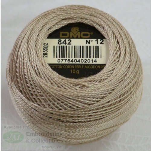 DMC Perle (Pearl) 12 Cotton #842 VERY LIGHT BEIGE BROWN 10g Ball 120m