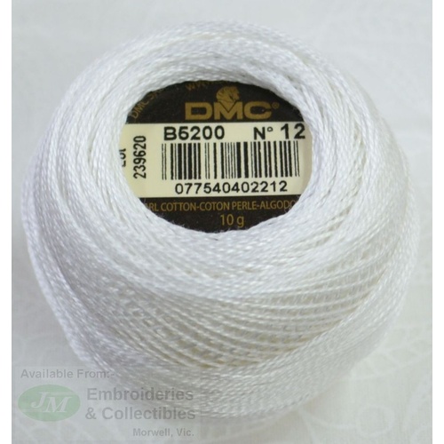 DMC Perle (Pearl) 12 Cotton #B5200 WHITE 10g Ball 120m