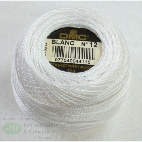 DMC Perle (Pearl) 12 Cotton #BLANC 10g Ball 120m