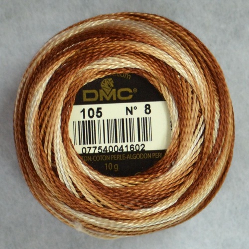 DMC Perle (Pearl) 8 Cotton #105 VARIEGATED TAN BROWN 10g Ball 80m