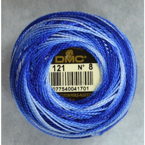 DMC Perle (Pearl) 8 Cotton #121 VARIEGATED DELFT BLUE 10g Ball 80m