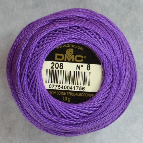 DMC Perle (Pearl) 8 Cotton #208 VERY DARK LAVENDER 10g Ball 80m