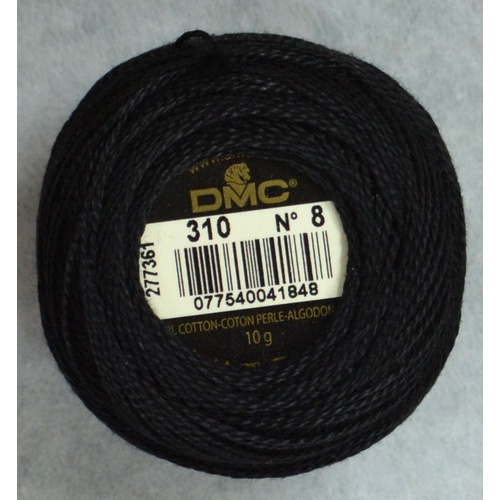 DMC Perle (Pearl) 8 Cotton #310 BLACK 10g Ball 80m