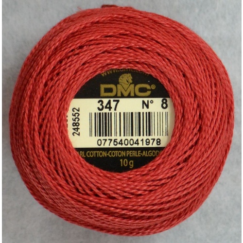 DMC Perle (Pearl) 8 Cotton #347 VERY DARK SALMON 10g Ball 80m