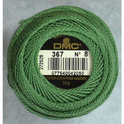 DMC Perle (Pearl) 8 Cotton #367 DARK PISTACHIO GREEN 10g Ball 80m
