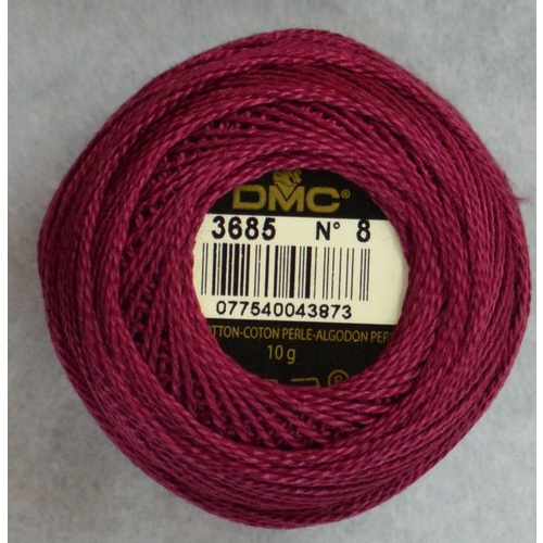 DMC Perle (Pearl) 8 Cotton #3685 VERY DARK MAUVE 10g Ball 80m