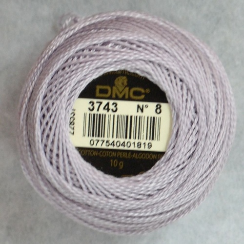 DMC Perle (Pearl) 8 Cotton #3743 VERY LIGHT ANTIQUE VIOLET 10g Ball 80m