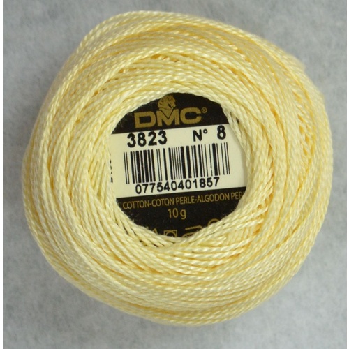 DMC Perle (Pearl) 8 Cotton #3823 ULTRA PALE YELLOW 10g Ball 80m