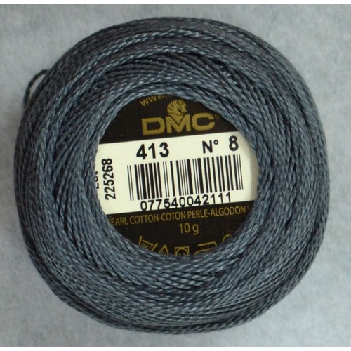 DMC Perle (Pearl) 8 Cotton #413 DARK PEWTER GREY 10g Ball 80m
