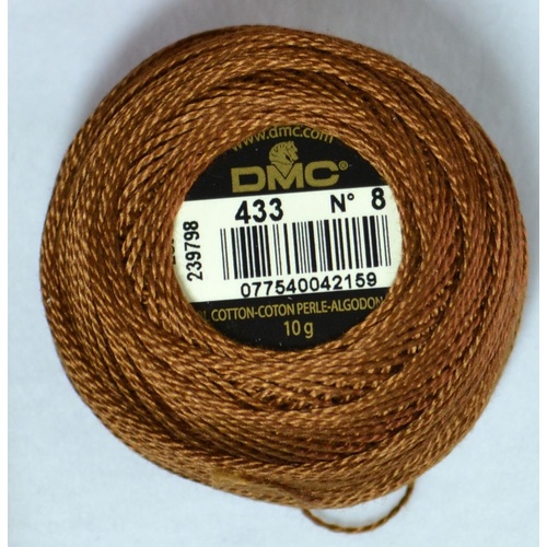 DMC Perle (Pearl) 8 Cotton #433 MEDIUM BROWN 10g Ball 80m