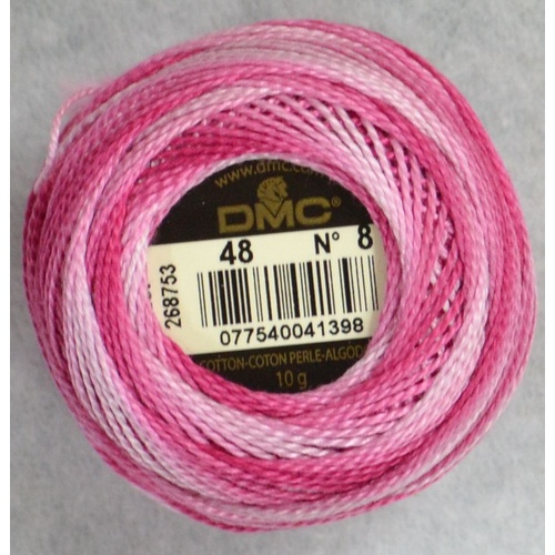 DMC Perle 8 Cotton #48 VARIEGATED BABY PINK 10g Ball 80m