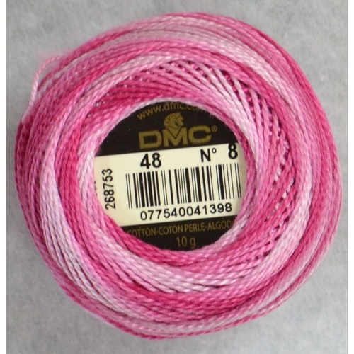 DMC Perle (Pearl) 8 Cotton #48 VARIEGATED BABY PINK 10g Ball 80m