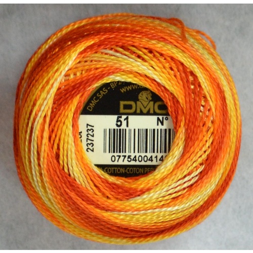 DMC Perle (Pearl) 8 Cotton #51 VARIEGATED BURNT ORANGE 10g Ball 80m
