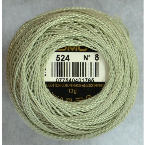 DMC Perle (Pearl) 8 Cotton #524 VERY LIGHT FERN GREEN 10g Ball 80m