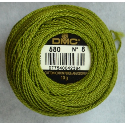 DMC Perle (Pearl) 8 Cotton #580 DARK MOSS GREEN 10g Ball 80m