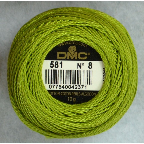 DMC Perle (Pearl) 8 Cotton #581 MOSS GREEN 10g Ball 80m