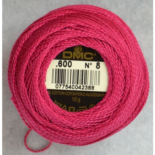 DMC Perle (Pearl) 8 Cotton #600 VERY DARK CRANBERRY 10g Ball 80m