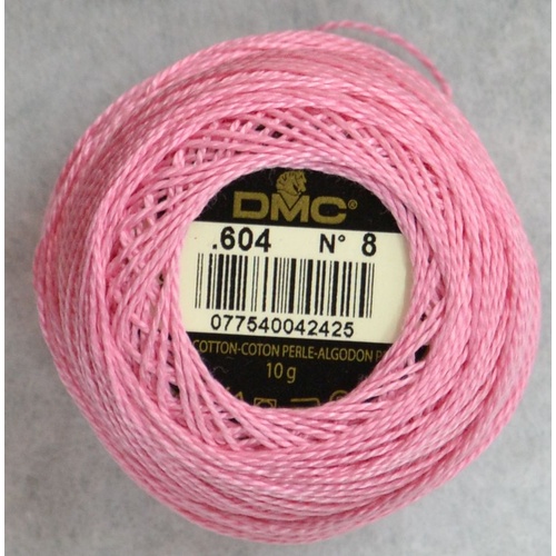 DMC Perle (Pearl) 8 Cotton #604 LIGHT CRANBERRY 10g Ball 80m