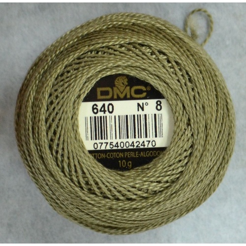 DMC Perle (Pearl) 8 Cotton #640 VERY DARK BEIGE GREY 10g Ball 80m