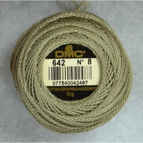 DMC Perle (Pearl) 8 Cotton #642 DARK BEIGE GREY 10g Ball 80m