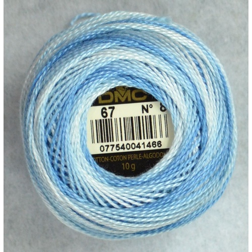 DMC Perle (Pearl) 8 Cotton #67 VARIEGATED BABY BLUE 10g Ball 80m