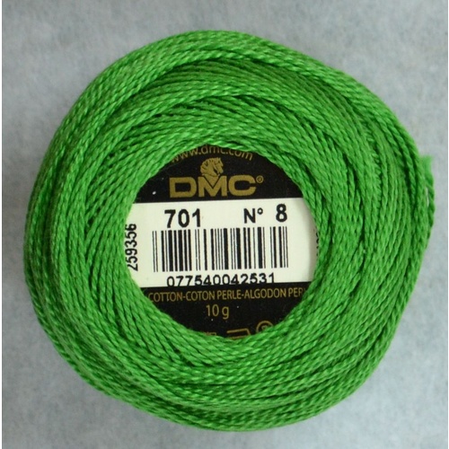 DMC Perle (Pearl) 8 Cotton #701 LIGHT GREEN 10g Ball 80m