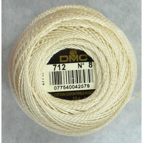 DMC Perle (Pearl) 8 Cotton #712 CREAM 10g Ball 80m