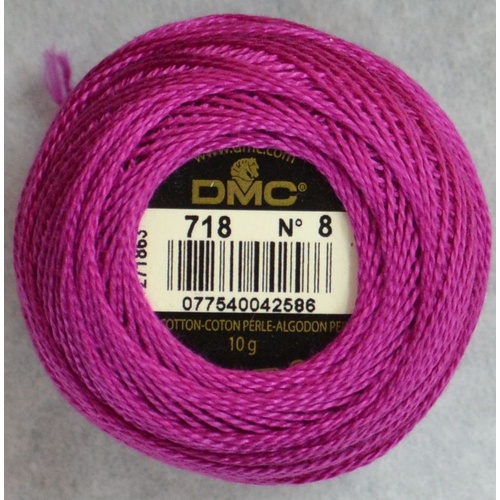 DMC Perle (Pearl) 8 Cotton #718 PLUM 10g Ball 80m