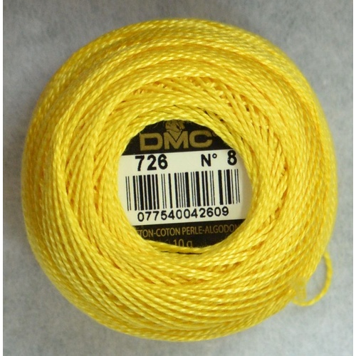 DMC Perle (Pearl) 8 Cotton #726 LIGHT TOPAZ 10g Ball 80m
