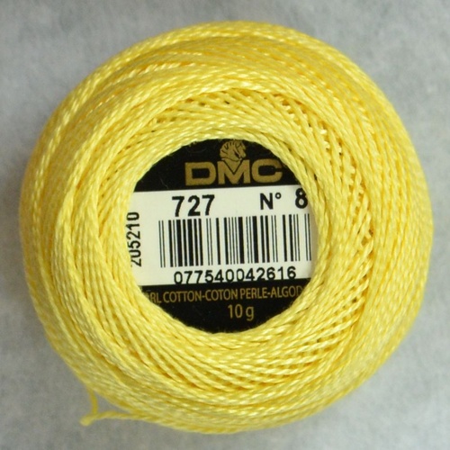 DMC Perle (Pearl) 8 Cotton #727 VERY LIGHT TOPAZ 10g Ball 80m