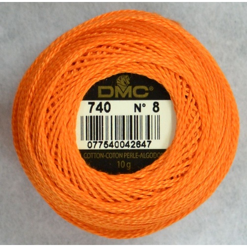 DMC Perle (Pearl) 8 Cotton #740 TANGERINE ORANGE 10g Ball 80m