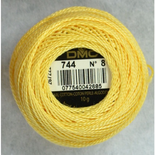 DMC Perle (Pearl) 8 Cotton #744 PALE YELLOW 10g Ball 80m