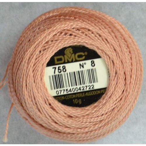 DMC Perle (Pearl) 8 Cotton #758 VERY LIGHT TERRA COTTA 10g Ball 80m