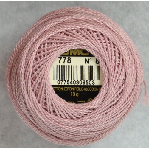 DMC Perle (Pearl) 8 Cotton #778 VERY LIGHT ANTIQUE MAUVE 10g Ball 80m