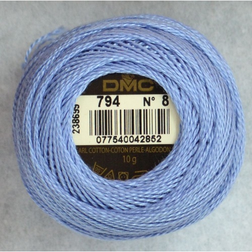 DMC Perle (Pearl) 8 Cotton #794 LIGHT CORNFLOWER BLUE 10g Ball 80m