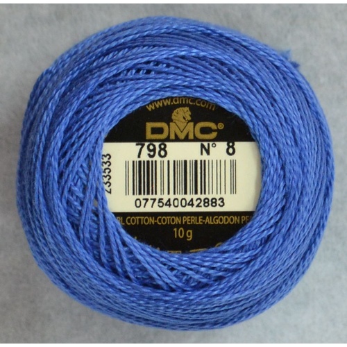 DMC Perle (Pearl) 8 Cotton #798 DARK DELFT BLUE 10g Ball 80m