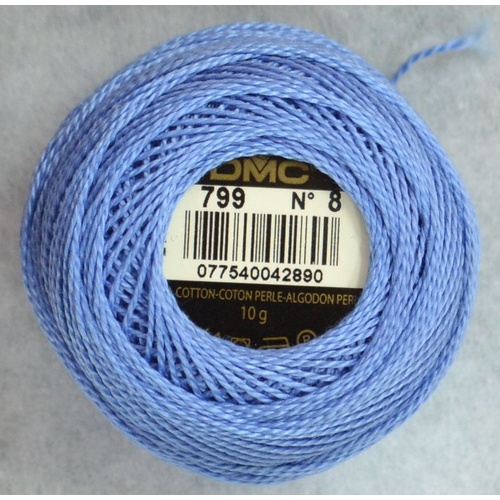 DMC Perle (Pearl) 8 Cotton #799 MEDIUM DELFT BLUE 10g Ball 80m