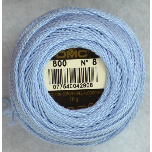 DMC Perle (Pearl) 8 Cotton #800 DELFT BLUE 10g Ball 80m