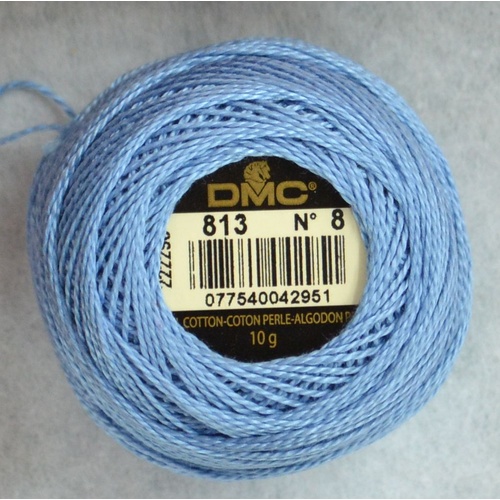 DMC Perle (Pearl) 8 Cotton #813 LIGHT BLUE 10g Ball 80m