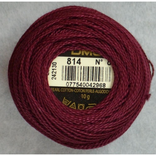 DMC Perle (Pearl) 8 Cotton #814 DARK GARNET 10g Ball 80m