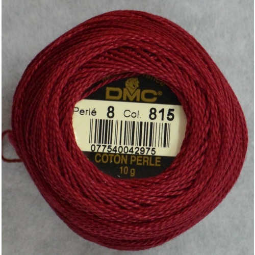 DMC Perle (Pearl) 8 Cotton #815 MEDIUM GARNET 10g Ball 80m