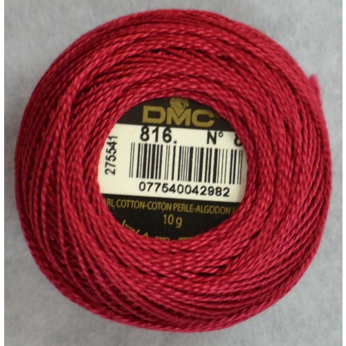 DMC Perle (Pearl) 8 Cotton #816 GARNET 10g Ball 80m