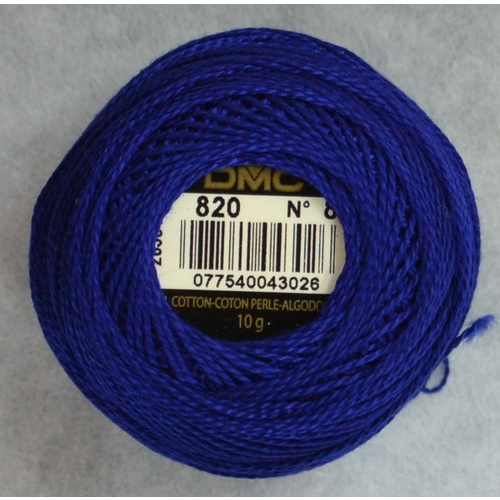 DMC Perle (Pearl) 8 Cotton #820 VERY DARK ROYAL BLUE 10g Ball 80m